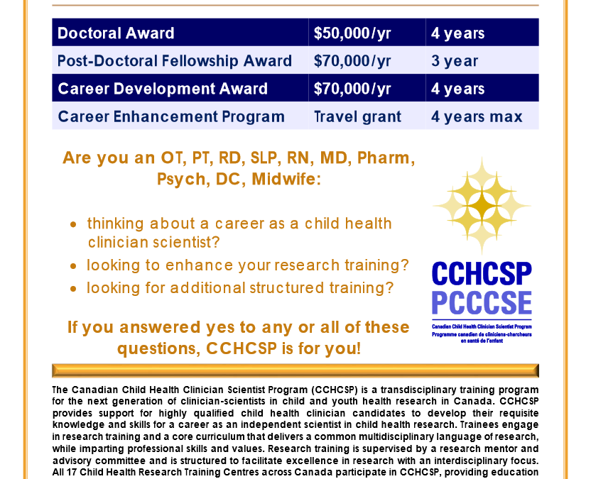 Canadian Child Health Clinician Program Research Awards