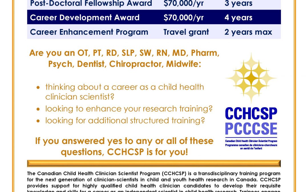 Canadian Child Health Clinician Scientist Program Research Awards